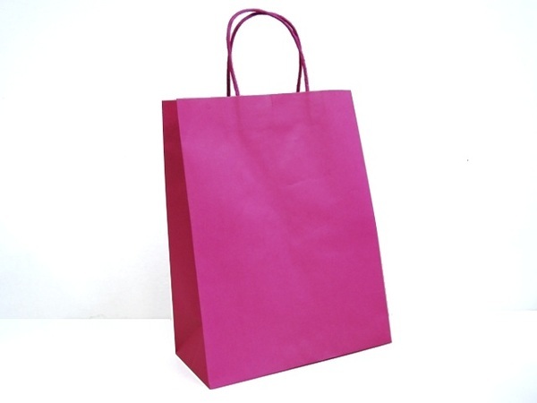 50 x KRAFT PAPER GIFT CARRY SHOPPING BAGS BULK HOTPINK