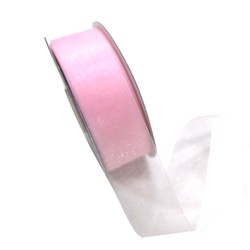 Sheer Organza Cut Edge Ribbon - 25mm x 50m - Light Pink