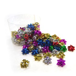 100 Pack of Itsy Bitsy - 2.5cm Metallic Star Bows - Assorted
