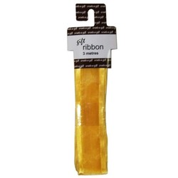 38mm x 3M - Organza Satin Wire Edge Ribbon - Gold