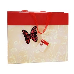 Butterfly Bag with 3D flocked butterfly - Red