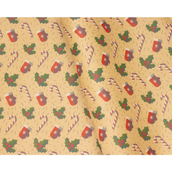Christmas Kraft Brown Wrapping Paper - 500mm x 60M - Candy & Mitten