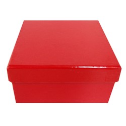 Square Rigid Gift Box - With Lid - 120mm x 120mm x 60mm - Red