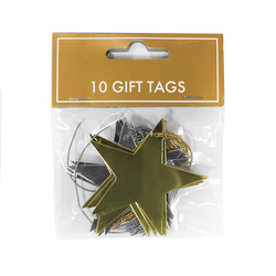 Gift Tags - Gold & Silver Stars - Assorted 10 Pack