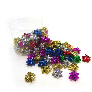 100 Pack of Itsy Bitsy - 2.5cm Metallic Star Bows - Assorted