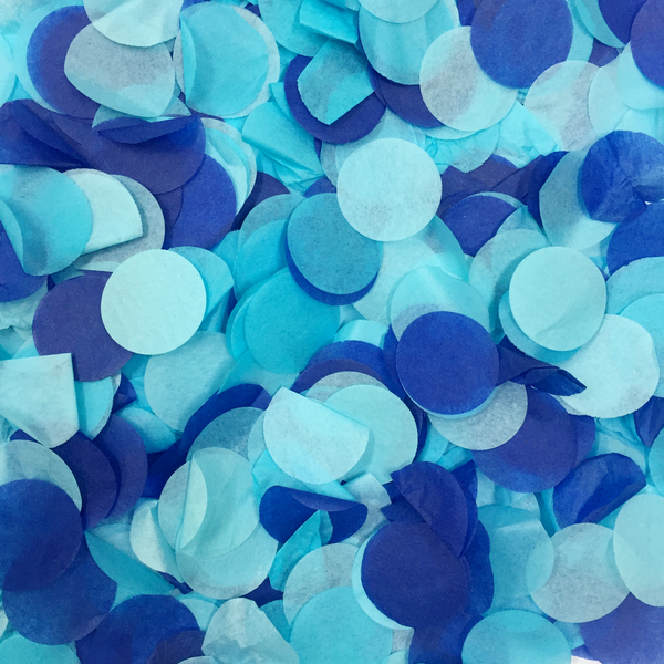 Confetti Tissue - Large Round Circles- Blue Mix