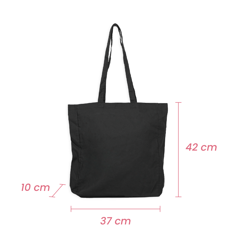 Custom Printed Black Calico Bags with Gusset - 37cm x 42cm x 10cm with Two Long Handles - Your Logo