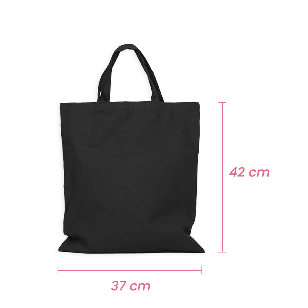 Custom Printed Black Calico Bags 37cm x 42cm with Two Short Handles - Your Logo