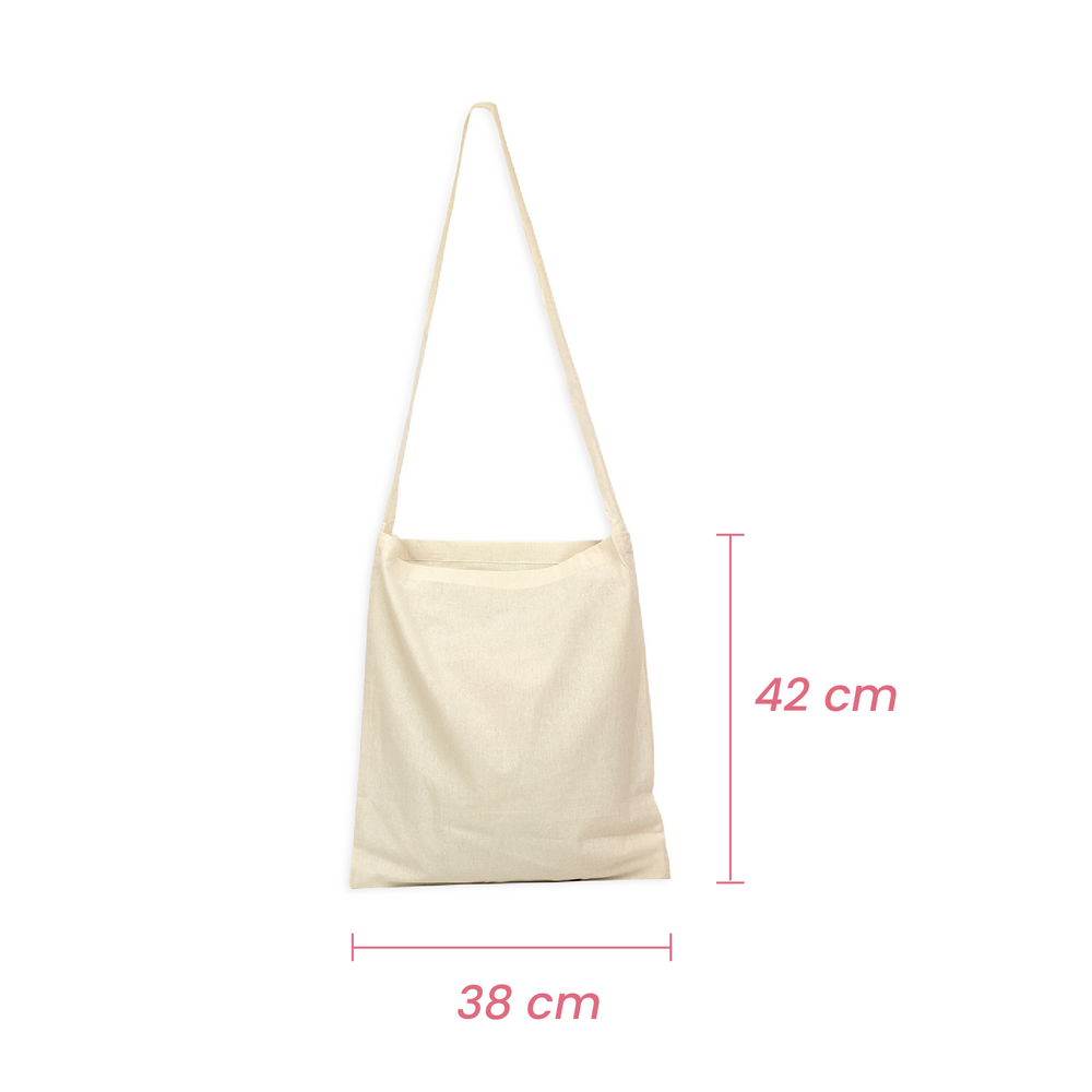 Custom Printed Natural Calico Bags 38cm x 42cm with Shoulder Strap Handle - Your Logo