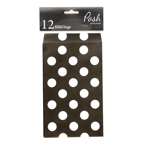 Paper Treat Bags - 12pcs - Dots - Black
