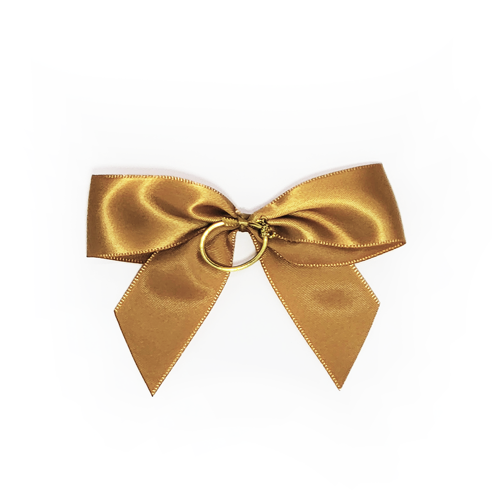 Satin Gift Bows With Bottle Loop - 10cm - Antique Gold