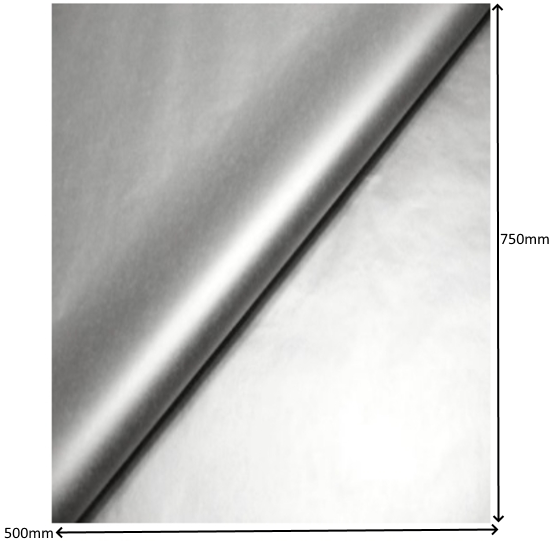 Tissue Paper Ream 750mm x 500mm, 240 Sheets - Metallic Silver