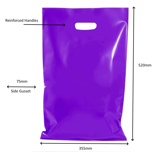 100 x STRONG THICK PLASTIC CARRY BAGS DIE CUT HANDLES SMALL MEDIUM LARGE - Picture 38 of 52