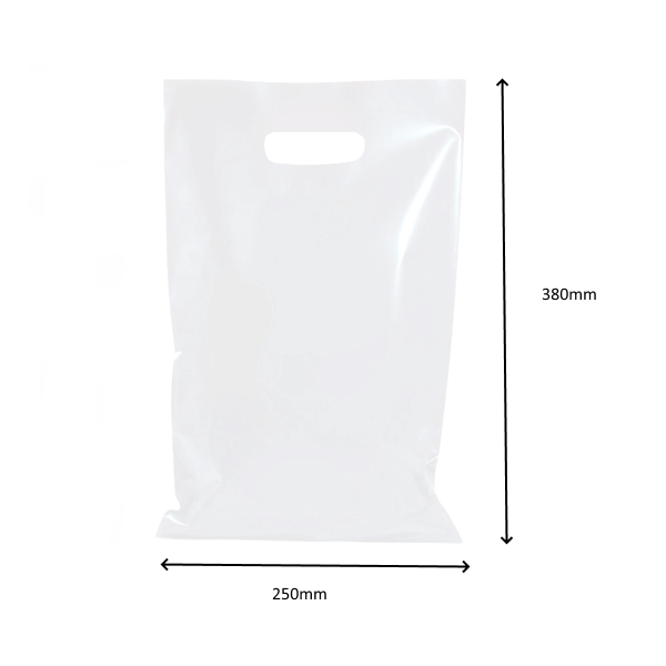 100 x STRONG THICK PLASTIC CARRY BAGS DIE CUT HANDLES SMALL MEDIUM LARGE - Picture 15 of 52