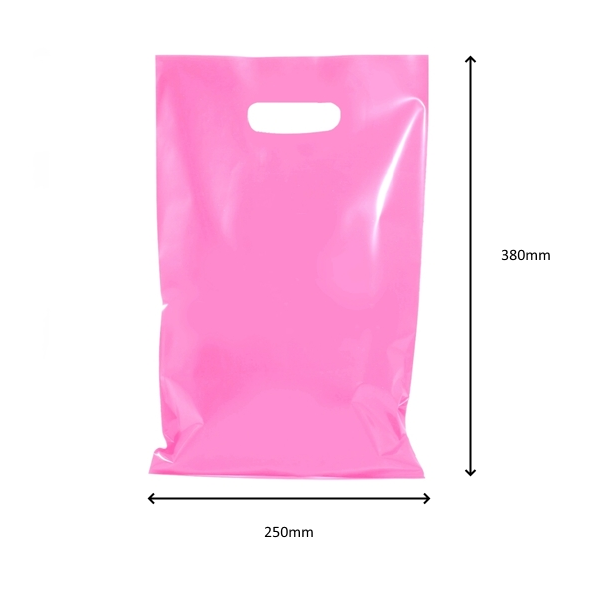 100 x STRONG THICK PLASTIC CARRY BAGS DIE CUT HANDLES SMALL MEDIUM LARGE - Picture 20 of 52