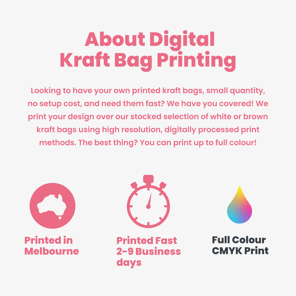 Custom Printed - Kraft Bags - Premium Die Cut Kraft Brown Medium Gift Bag