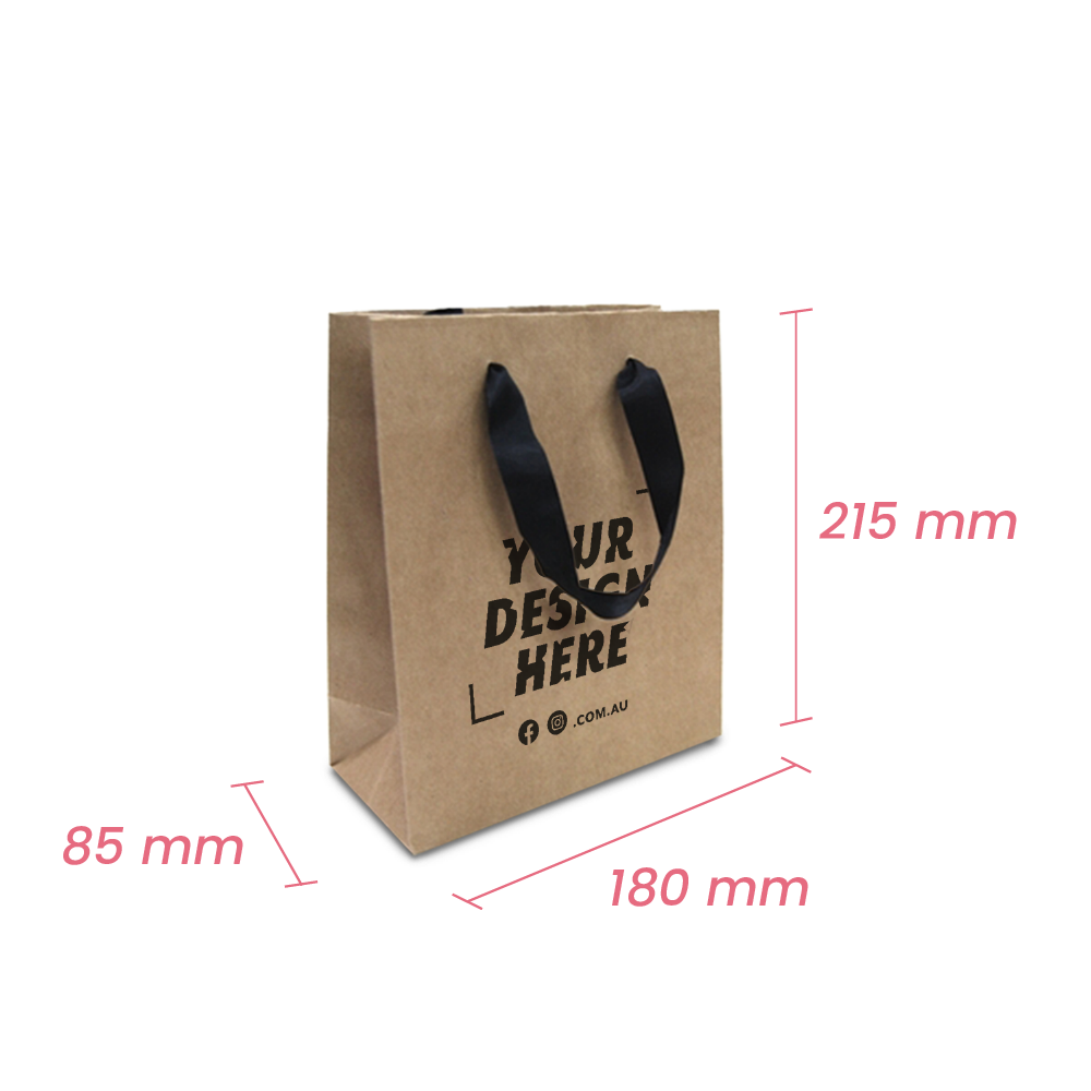 Custom Printed - Kraft Bags - Premium Kraft Brown Small Mini Gift Bag