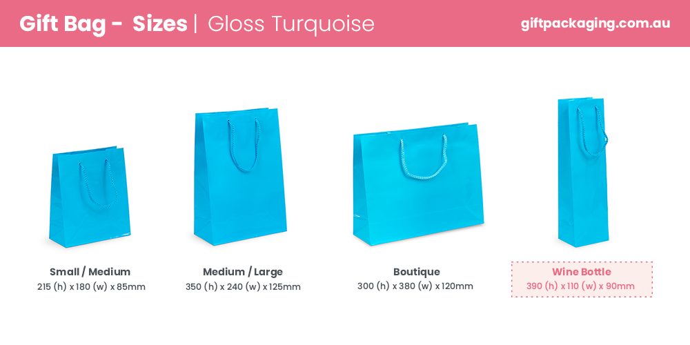Gift Carry Bags - Glossy Turquoise Blue - Wine Bottle