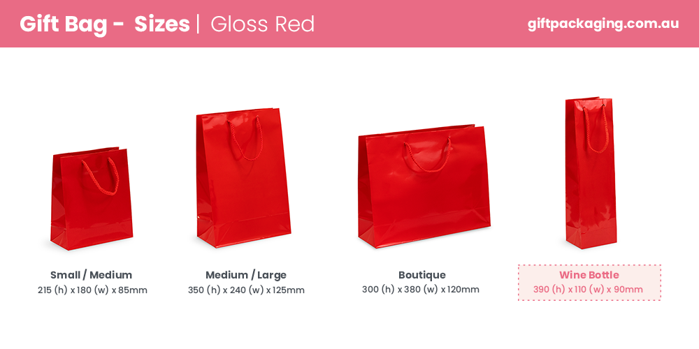 Gift Carry Bags - Glossy Red - Wine Bottle