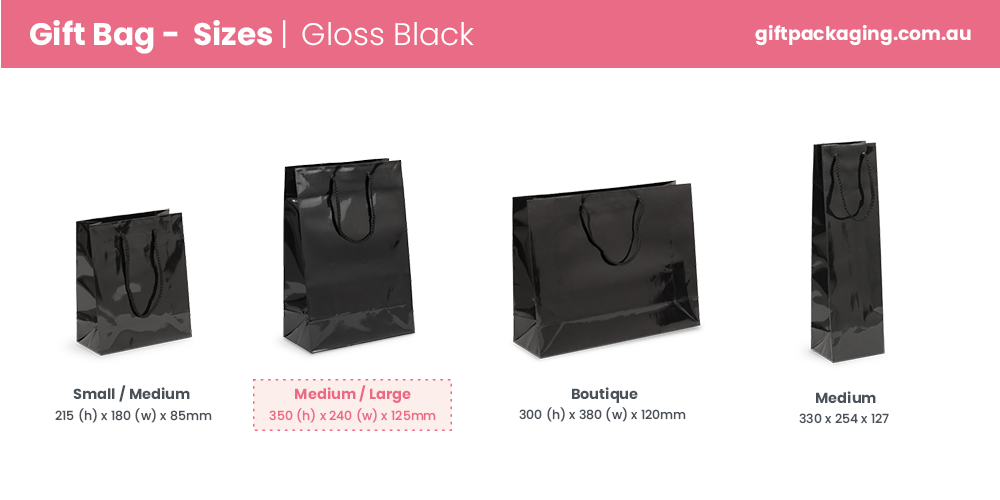 Gift Carry Bags - Glossy Black - Medium/Large