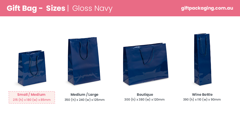 Gift Carry Bags - Glossy Navy Blue - Small/Medium