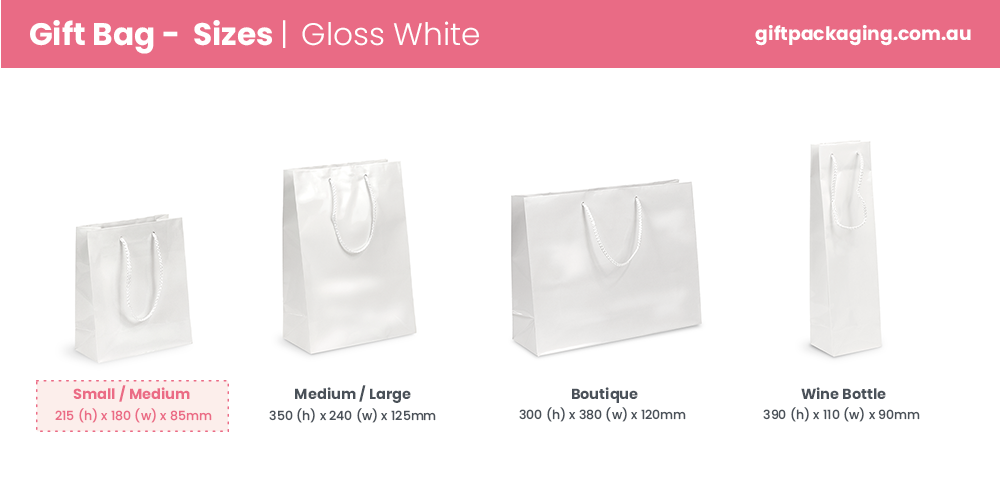 Gift Carry Bags - Glossy White - Small/Medium