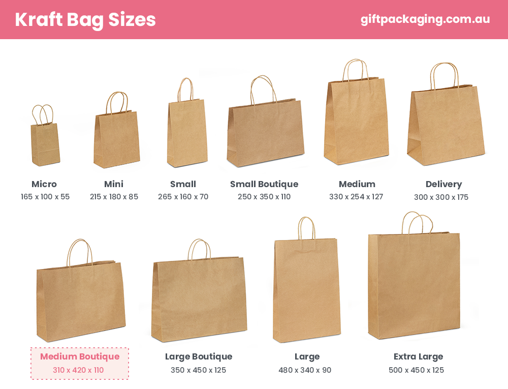 Kraft Bags - Medium Boutique - Brown 