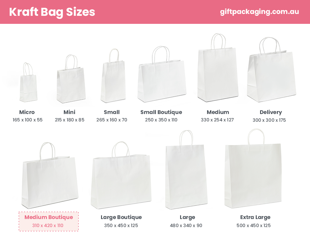 Kraft Bags - Medium Boutique - White
