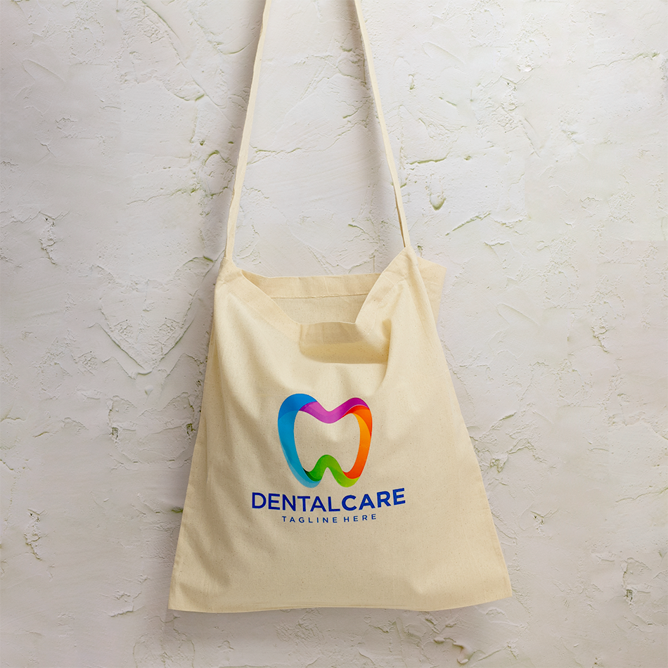 Custom Printed Natural Calico Bags 38cm x 42cm with Shoulder Strap Handle - Your Logo