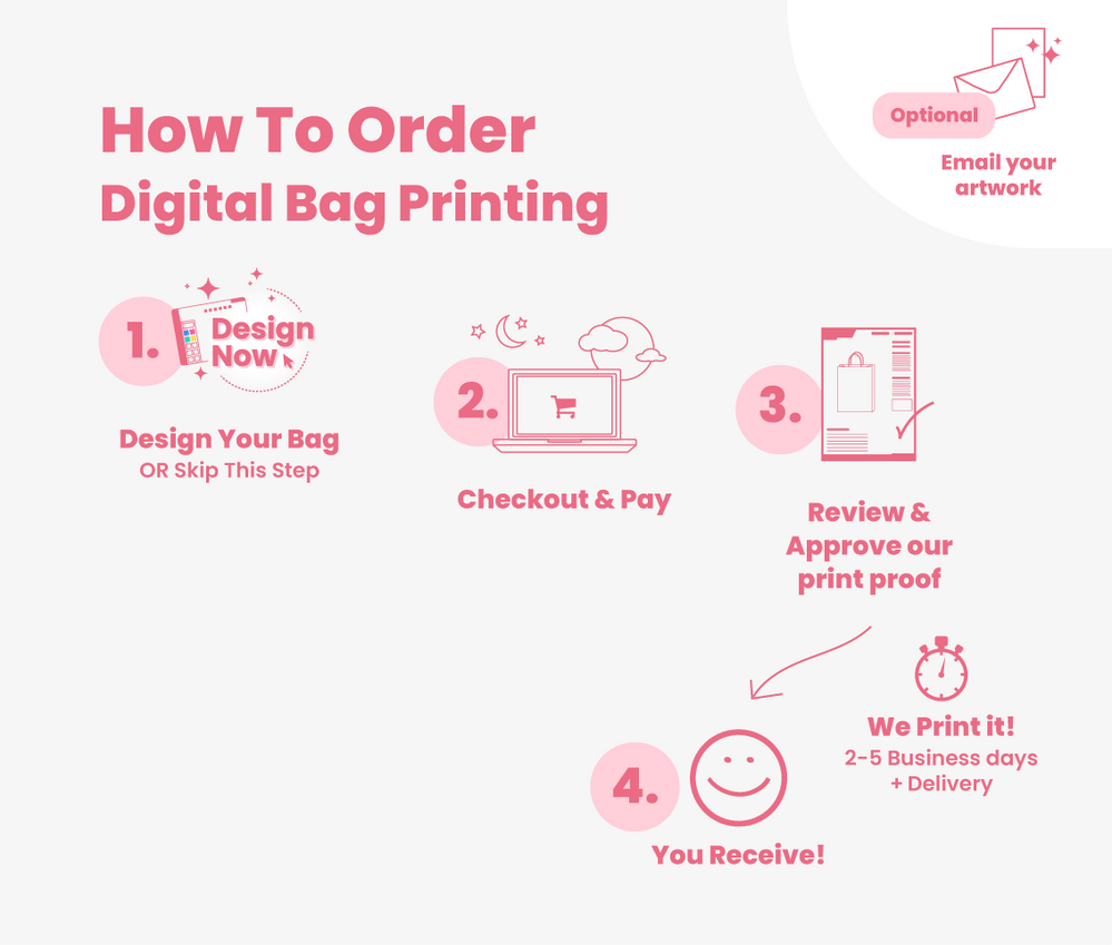 Custom Printed - Kraft Bags - Premium Die Cut White Small Mini Gift Bag