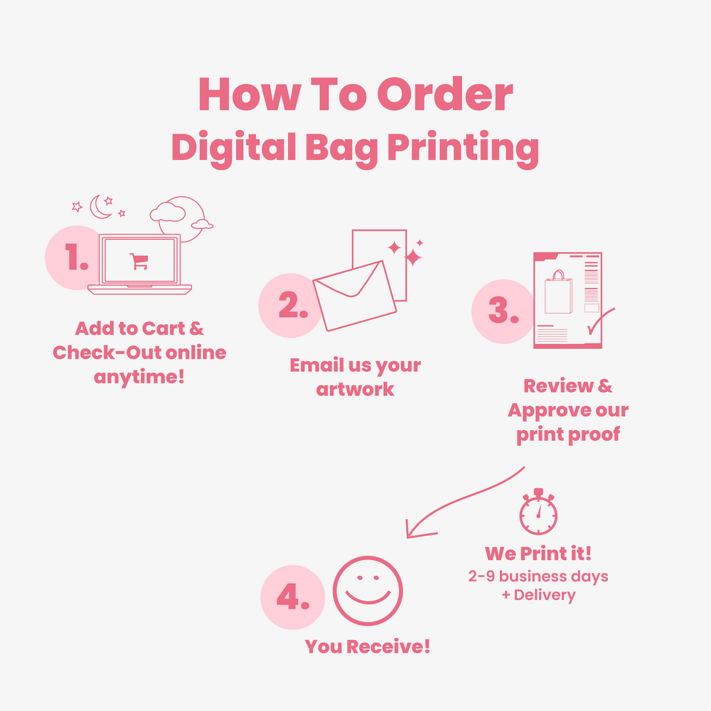 Custom Printed Coloured Gift Bags - Light Pink Kraft Paper Bags