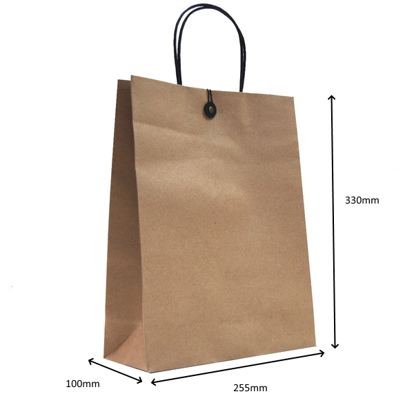 Kraft Bags - Premium Kraft Brown Bags with Cotton String & Button Closure - Medium Large