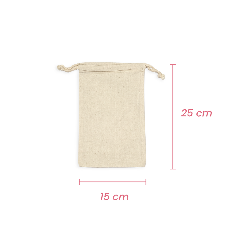 Natural Calico Bags 15cm x 25cm with Drawstrings