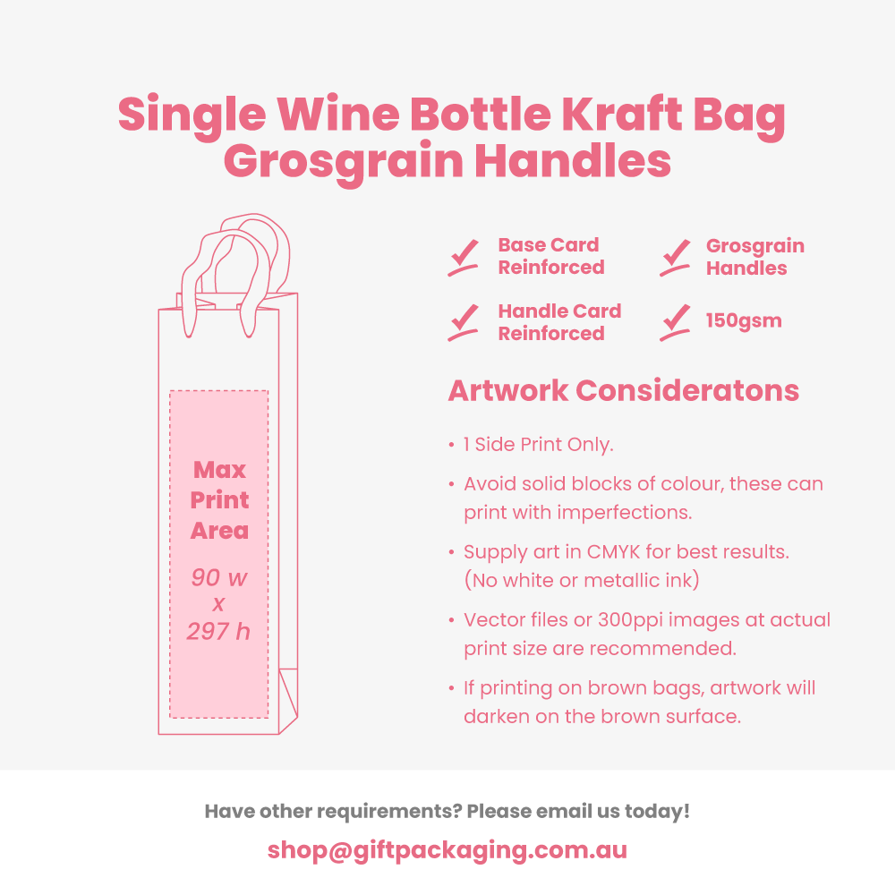 Custom Printed Kraft Bags - Premium Kraft Brown Single Wine Bottle Gift Bag