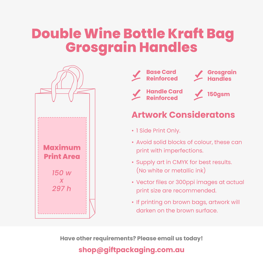 Custom Printed - Kraft Bags - Premium Kraft Brown Double Wine Bottle Gift Bag