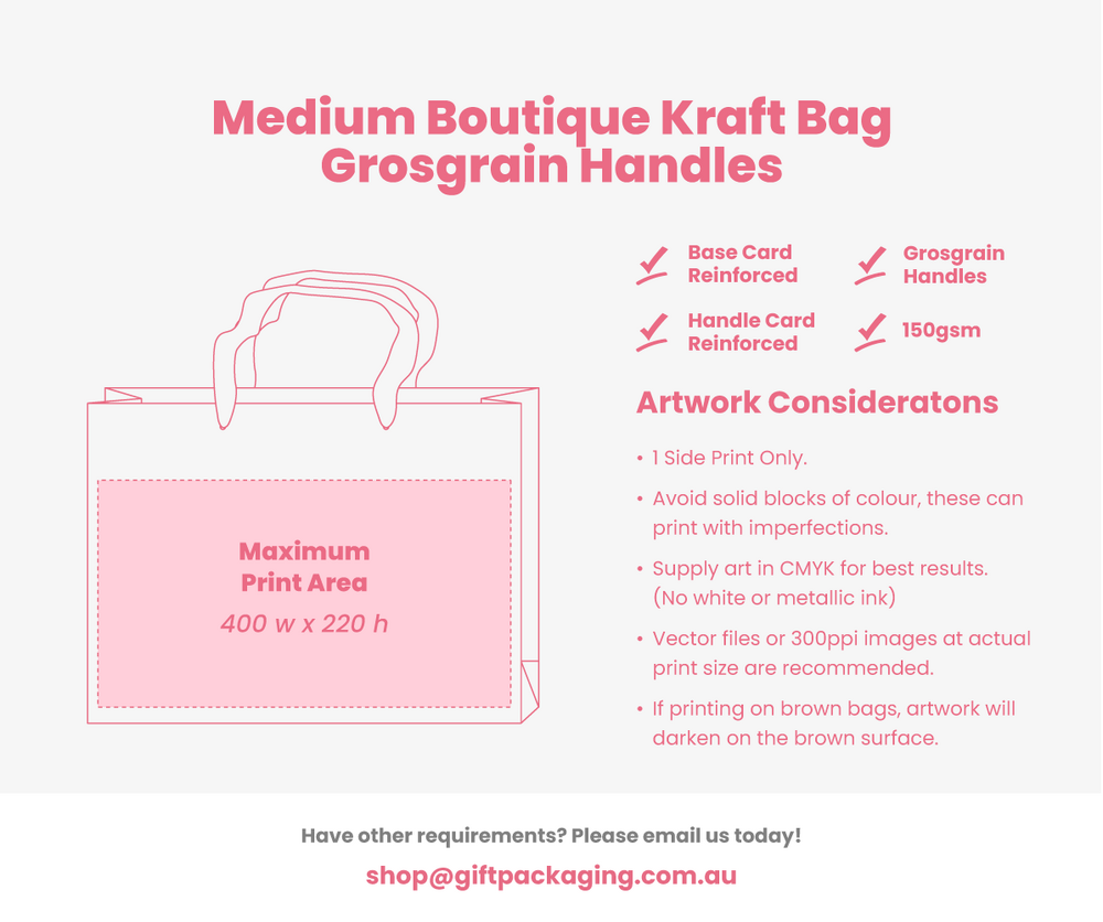 Custom Printed - Kraft Bags - Premium Kraft Brown Medium Boutique Gift Bag