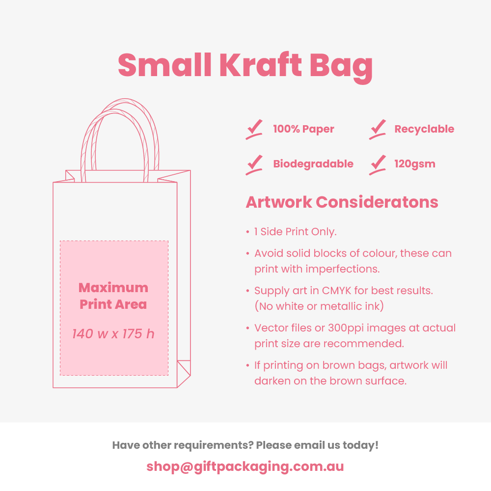 Custom Printed - Kraft Bags - Small - White