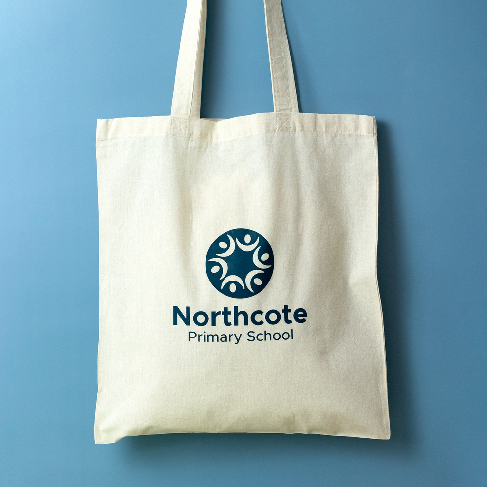 Large View Custom PREMIUM DTF Printed - Premium Natural Calico Bags - 37cm x 42cm with Two Long Handles