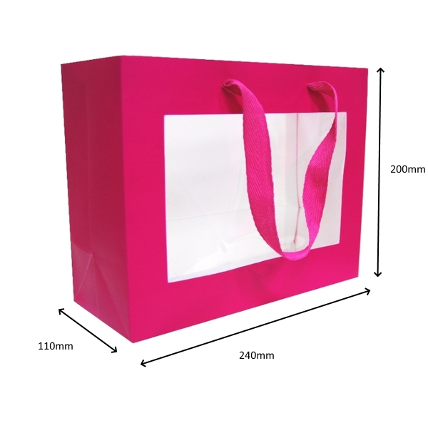 Window Gift Bag - Small/Medium Boutique Matt Finish - Pink