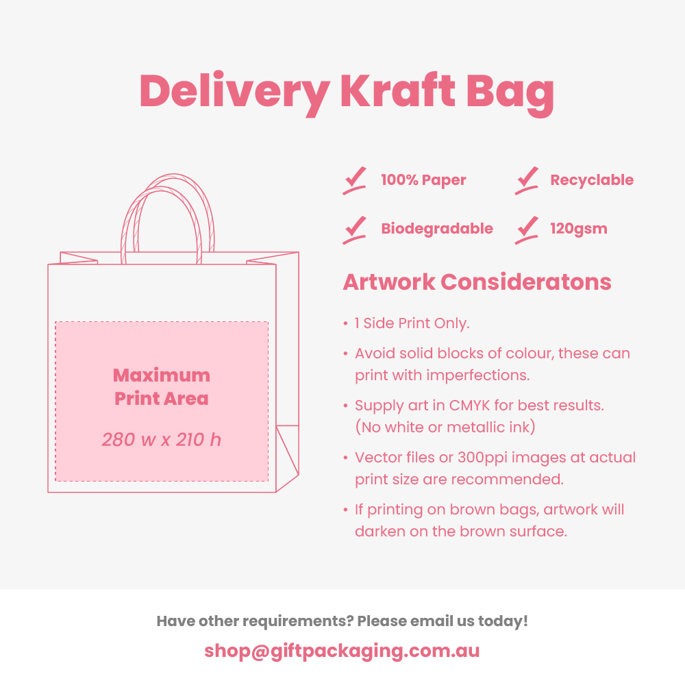 Custom Printed - Kraft Bags - Delivery Size - White