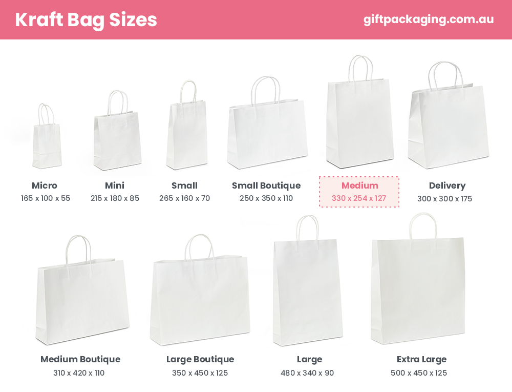 Custom Printed - Kraft Bags - Medium - White
