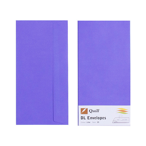 Lilac DL Envelopes Pack of 25 80gsm by Quill