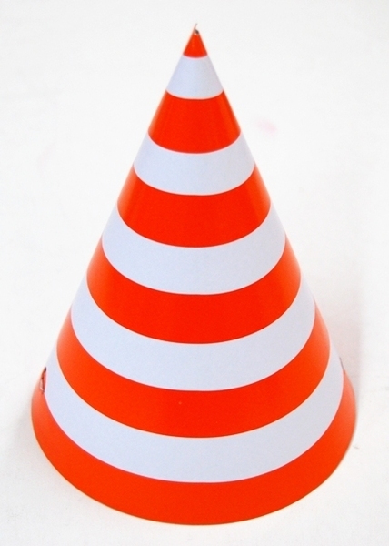 10 x DIY Paper Party Hats - Orange Stripes