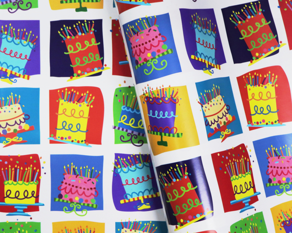 Wrapping Paper - 500mm x 60M - Birthday Cakes