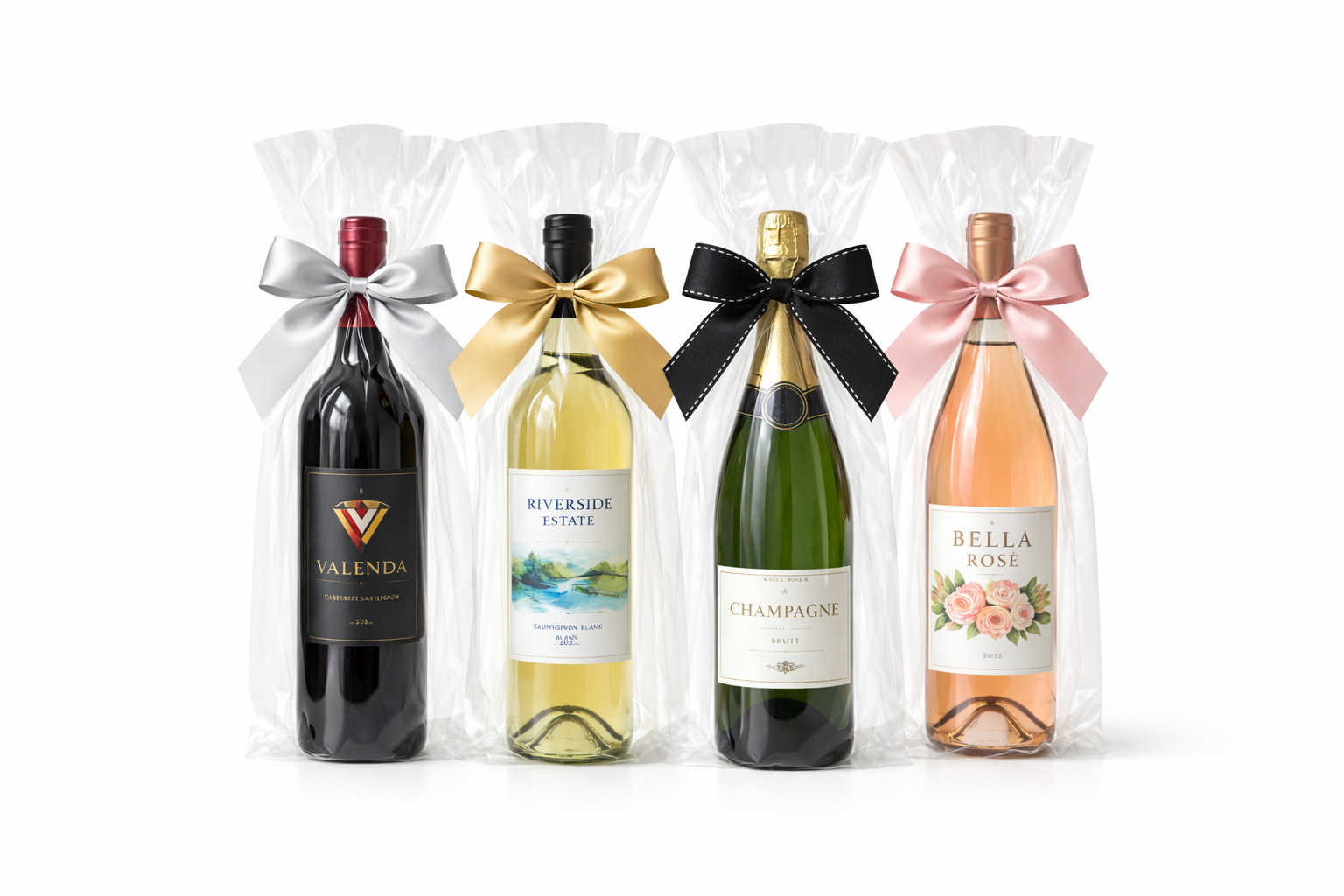 Clear cello wine bags for gift wrapping wine bottles