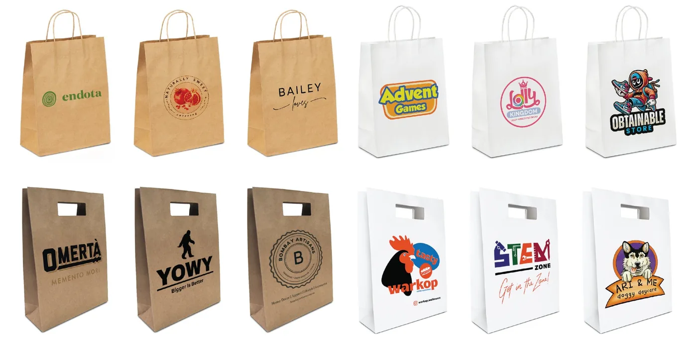 Custom printed paper bags with branded logos