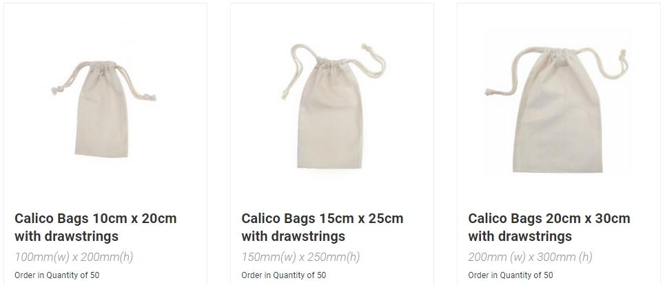 Calico Bags Great Range Buy in Bulk Online Gift Packaging