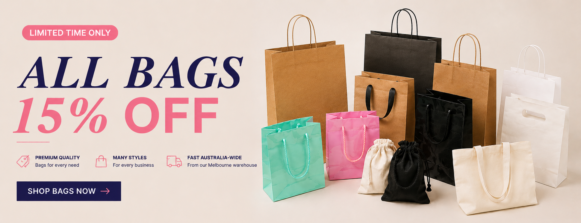 All Bags 15% off 