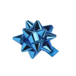 Mini Star Bows - 5cm - Metallic Light Blue