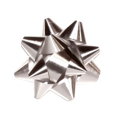 Star Gift Bows - 9cm - Metallic Silver